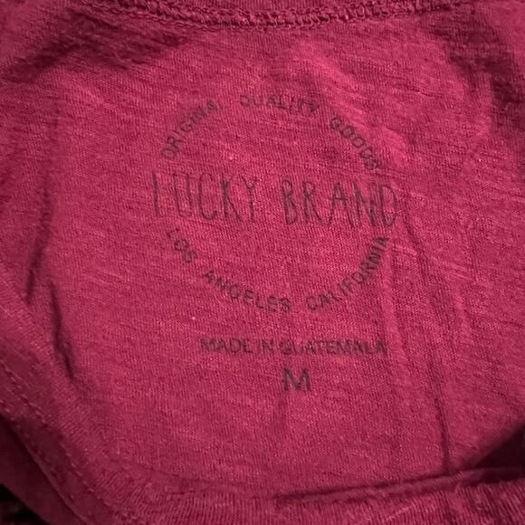 Lucky Brand Shadow Paisley T-shirt Raspberry Sz Medium - Picture 7 of 12